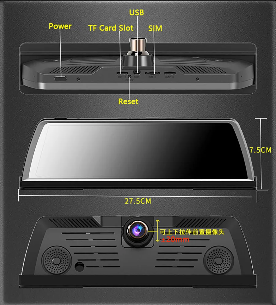 WHEXUNE 4CH камера s объектив 1" Android Navi Автомобильная камера FHD 1080P gps зеркало заднего вида ADAS wifi dvr привод рекордер ram 2GB+ rom 32G