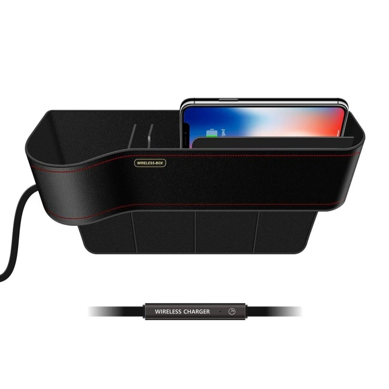 Multifunction Car Wireless Charger Storage Box Organizer for Iphone X 7 8 Plus Samsung S9 Seat Space Filler Holder Usb |