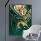 Скандинавская Современная Абстрактная живопись креативная зеленая Золотая фольга настенное искусство на холсте плакат и принты Куадрос настенное Искусство Картины домашний декор