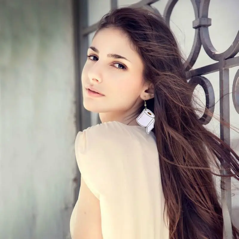 Лидер продаж забавные кожаные серьги подвески в виде туалетной маски салфетки