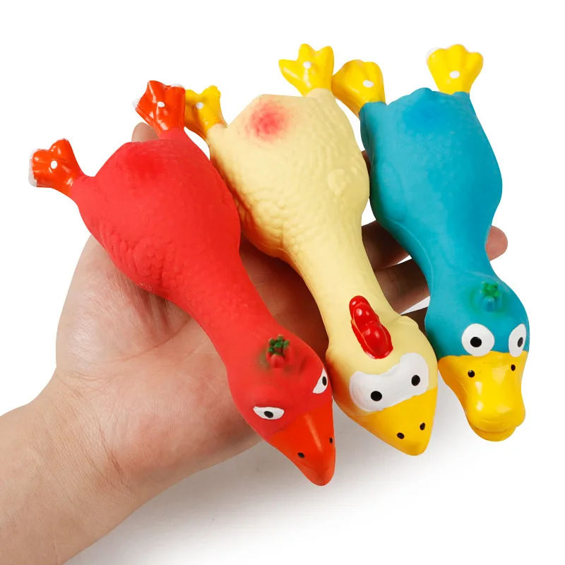 

New 17cm Screaming Chicken Dog Toys Squeeze Squeaky Safety Toys For Chew Puppy Dogs Rubber Toy Funny Sound Molar Pet