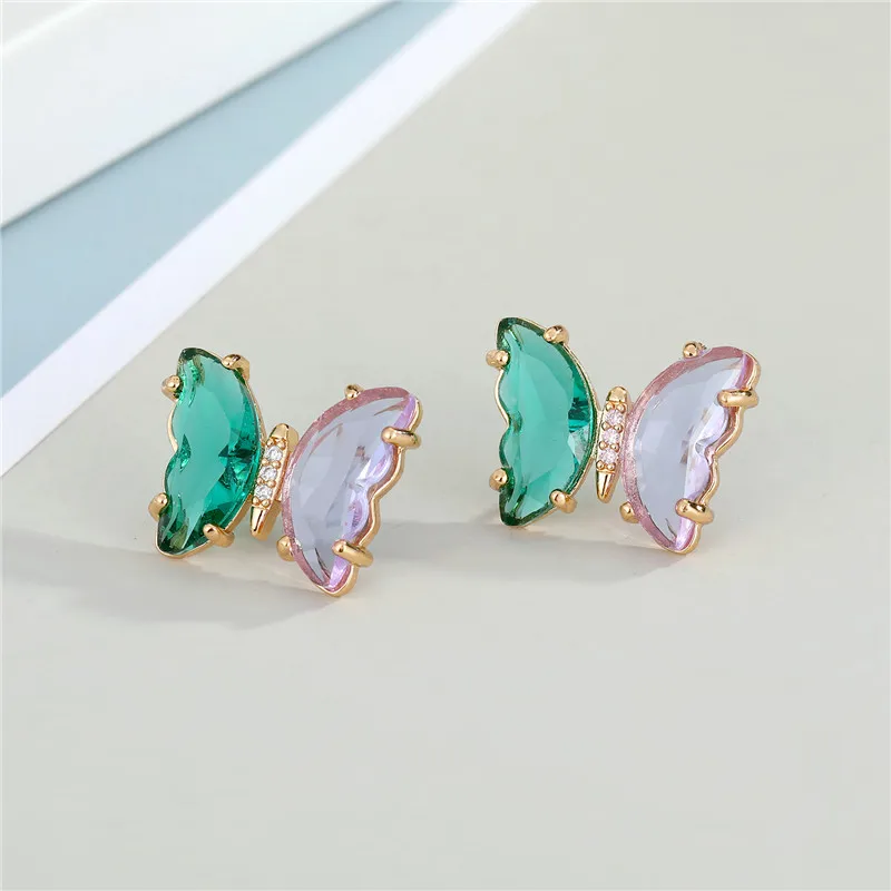 

1Pair Unique Clear Crystal Glass Butterfly Stud Earrings For Women New Cute Rhinestone Bee Insect Animals Earrings Jewelry E420