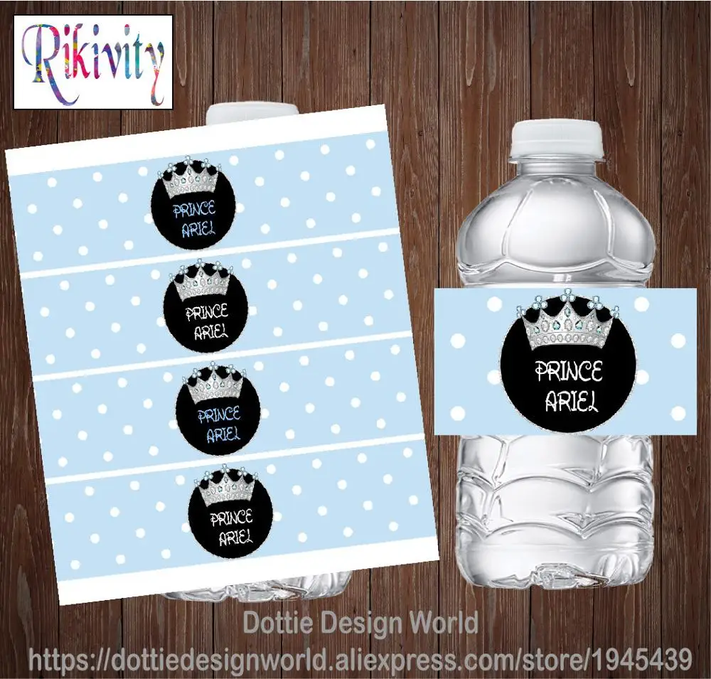 20 шт на заказ Принц Корона голубая бутылка для воды Вино Шампанское этикетка