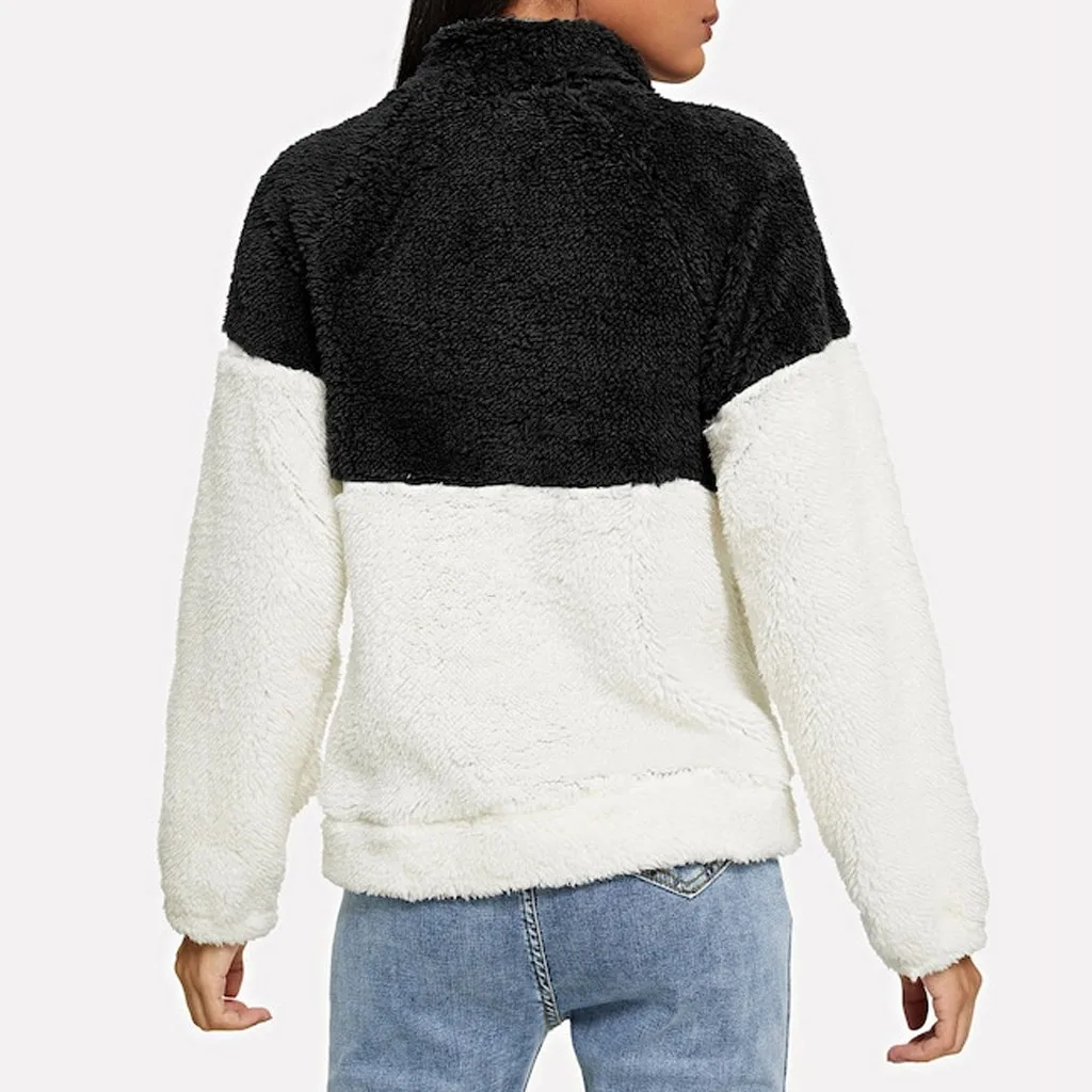 SAGACE женский плюшевый свитер на молнии с длинными рукавами осенне зимнее