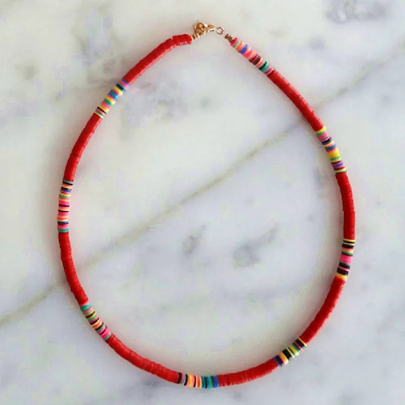 6 Богемский воротник vsco девушка lucite shell Чокеры Ожерелье bijoux femme переработанный диск Африканский виниловый бисер ожерелье для женщин HEISHI - Окраска металла: 6