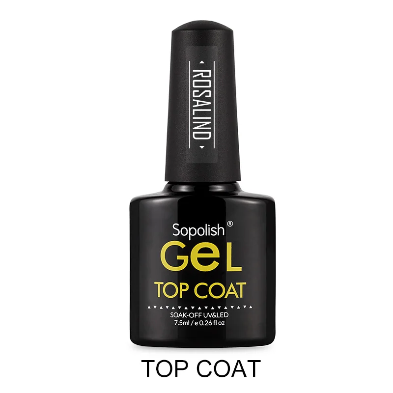 Top Coat ROSALIND УФ-гель для ногтей основа верхнее покрытие Гибридный лак 7,5 мл цветной маникюр, Полировка Ногтей отмачиваемый гель полуперманентный лак - Цвет: Top Coat
