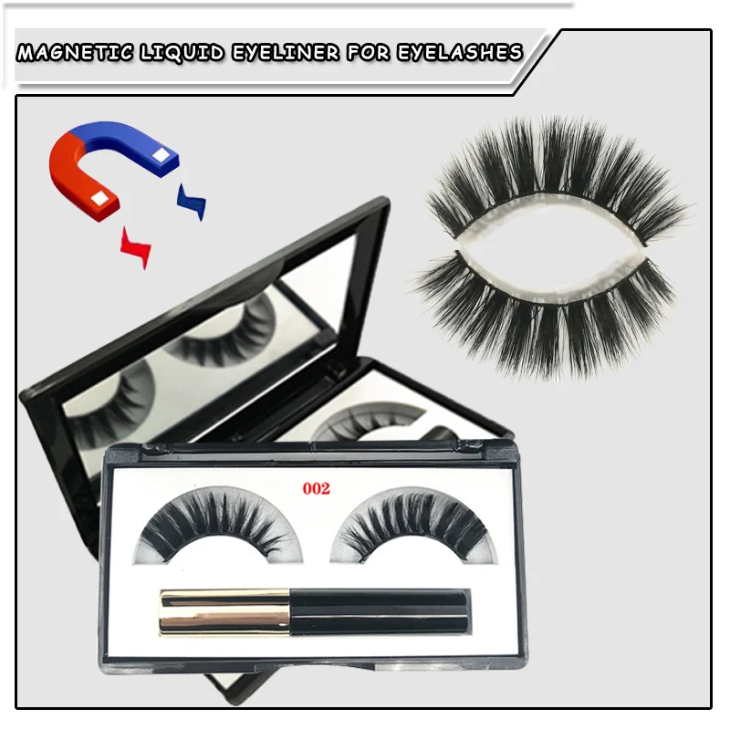 

A pair of manual simulation eyelashes, eyeliner, eyelash mirror, waterproof and anti-dazzling eyeliner, eyelash set
