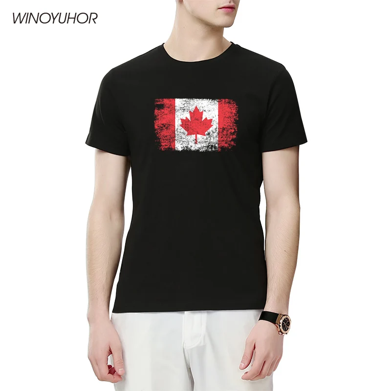 

Футболка мужская с принтом канадского кленового листа и флага страны, Модный повседневный свитшот в стиле ретро, 2023