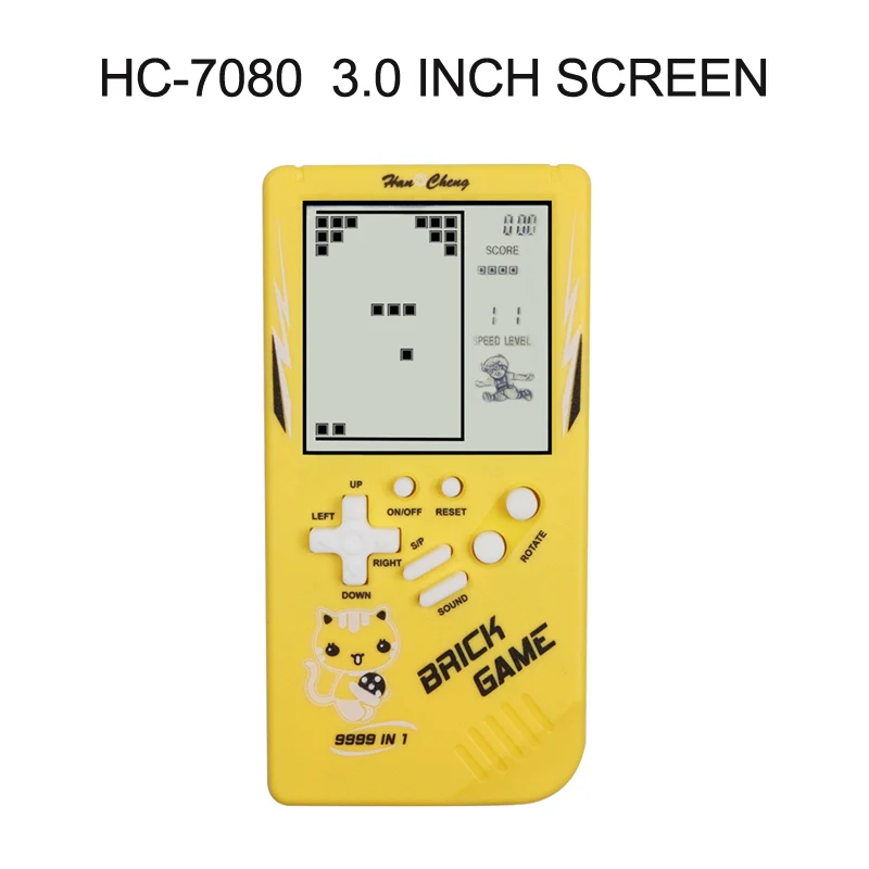 HC-7080 Yellow Тетрис Ручной игровой плеер ЖК-электронные игровые игрушки Карманная игровая консоль классическое детство для подарка - Цвет: HC-7080 Yellow