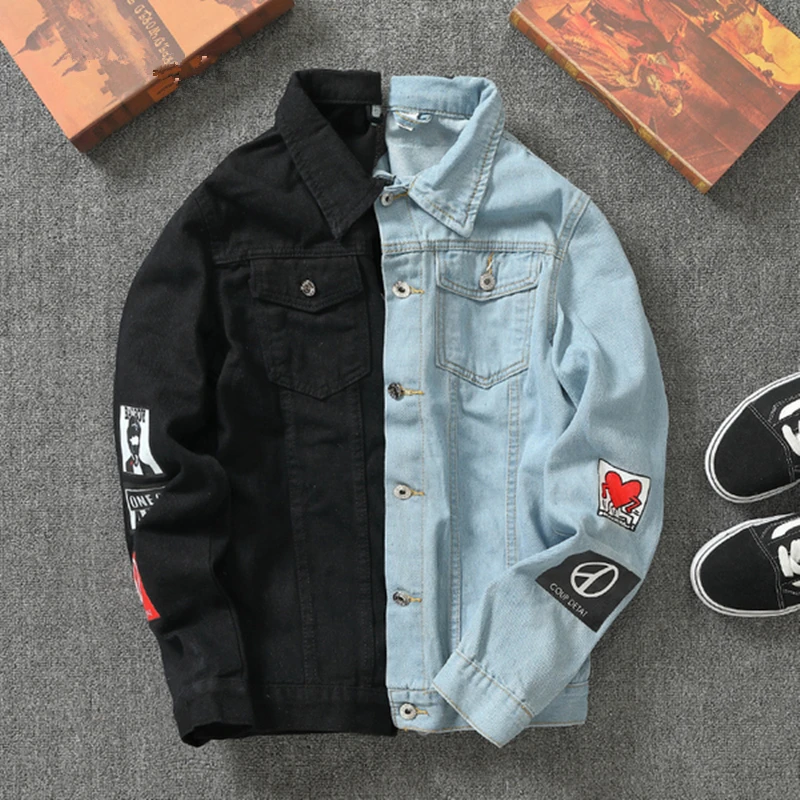 

Men Stylish Denim Jacket Cowboy Slim Fit Bomber Outwear Jacket Denim Coat Clothing Men's Jean Jacket Hip Hop Print Free Shipping