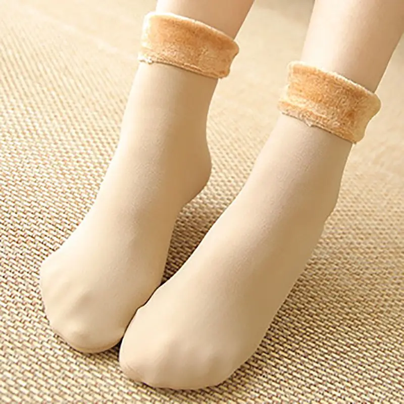 

2pcs Women Ladies Winter Plus Velvet Thick Socks Warm Snow Socks Casual Tube Floor Socks