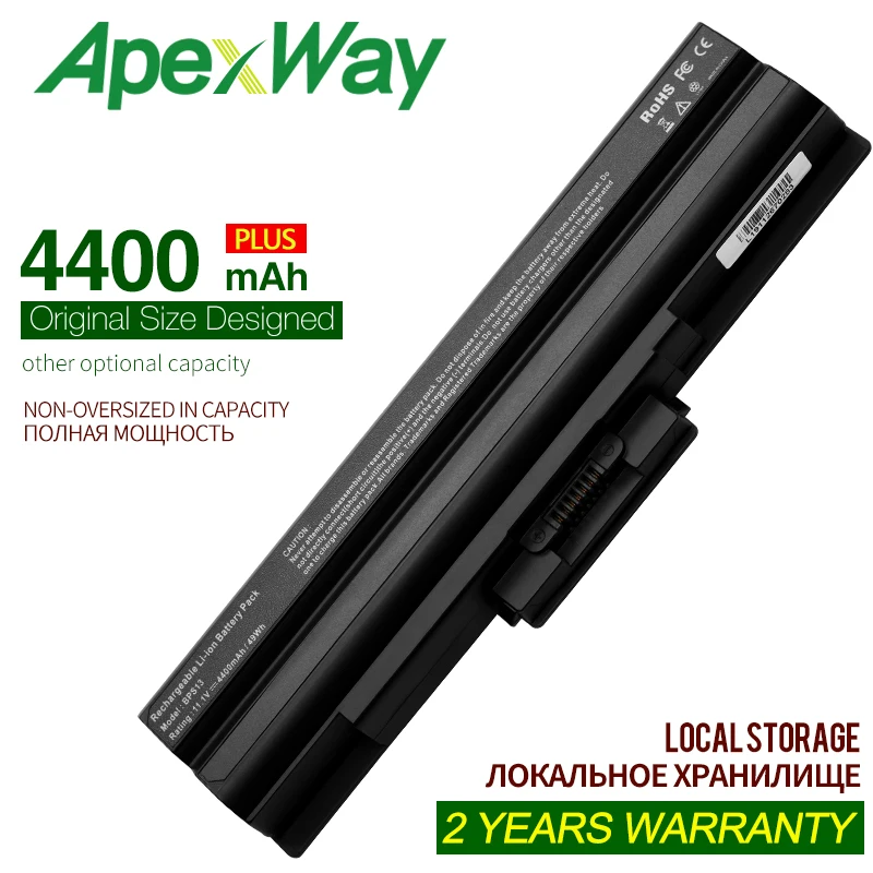 Черный аккумулятор ApexWay для Sony BPS13/B VGP BPS13/Q 4400 мА · ч черный B BPS13B/B BPS13/E1