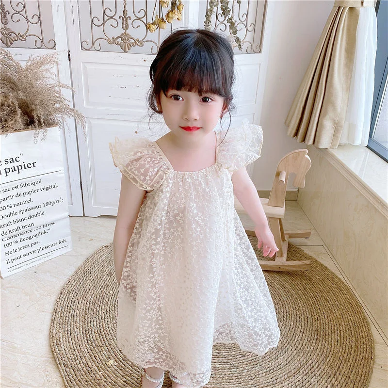 

Girls dress fashion Flower Elegant children Girls dress 2021 Summer baby Nice clothes For infant 7-year-old birthday princess