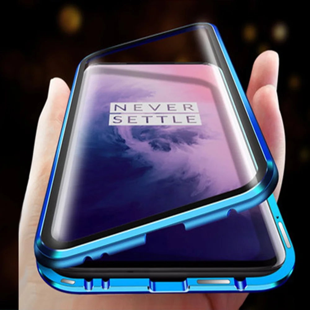 Магнитный металлический чехол на 360 градусов для Oneplus 7 Pro полная защита