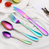 luxury rainbow cutlery sets fork spoon knife set korean kitchen tableware 1810 stainless steel silverware cutlery knives sets