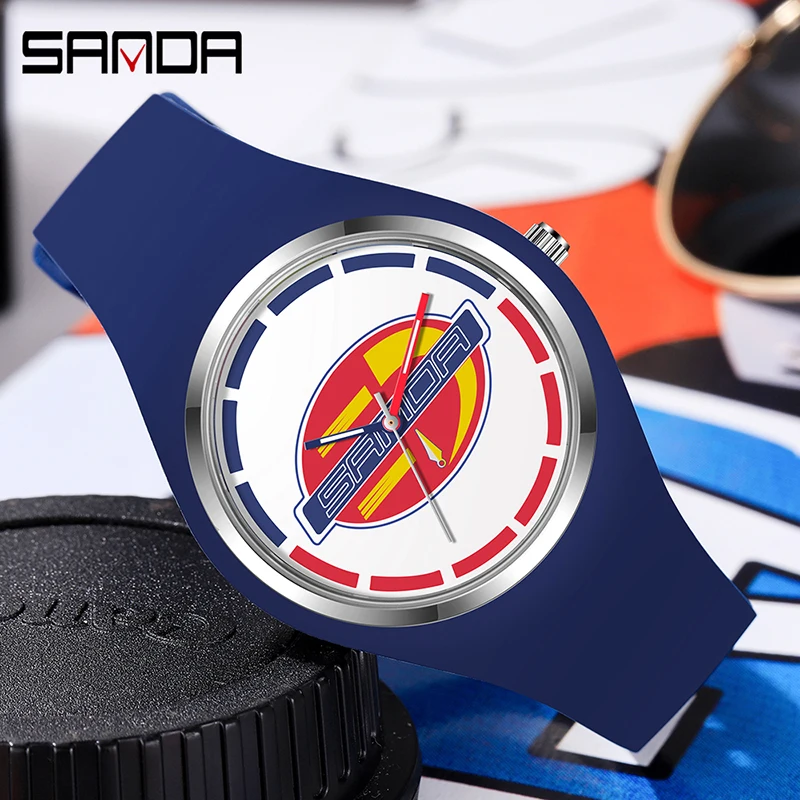 

Модные Повседневные спортивные часы SANDA, мужские и женские кварцевые студенческие часы, простые силиконовые мужские и женские часы, Montre femme
