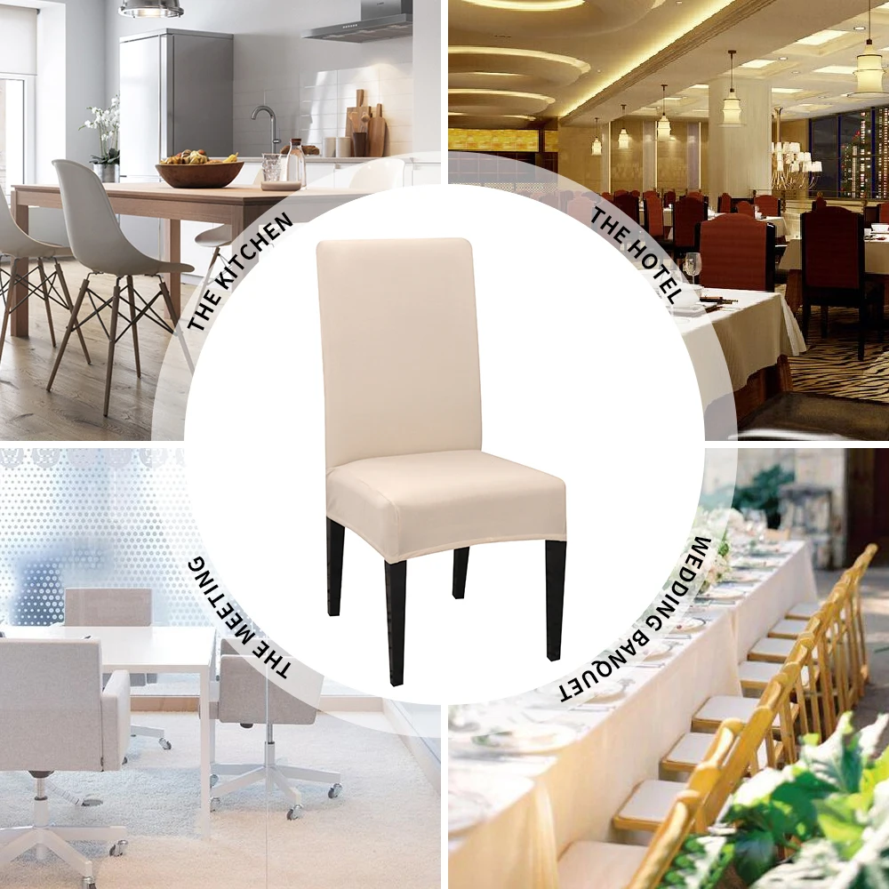 

1/2/4/6pcs Solid Color Chair Cover Stretch Spandex Elastic Chair Covers For Dining Room Wedding Slipcovers Banquet Hotel