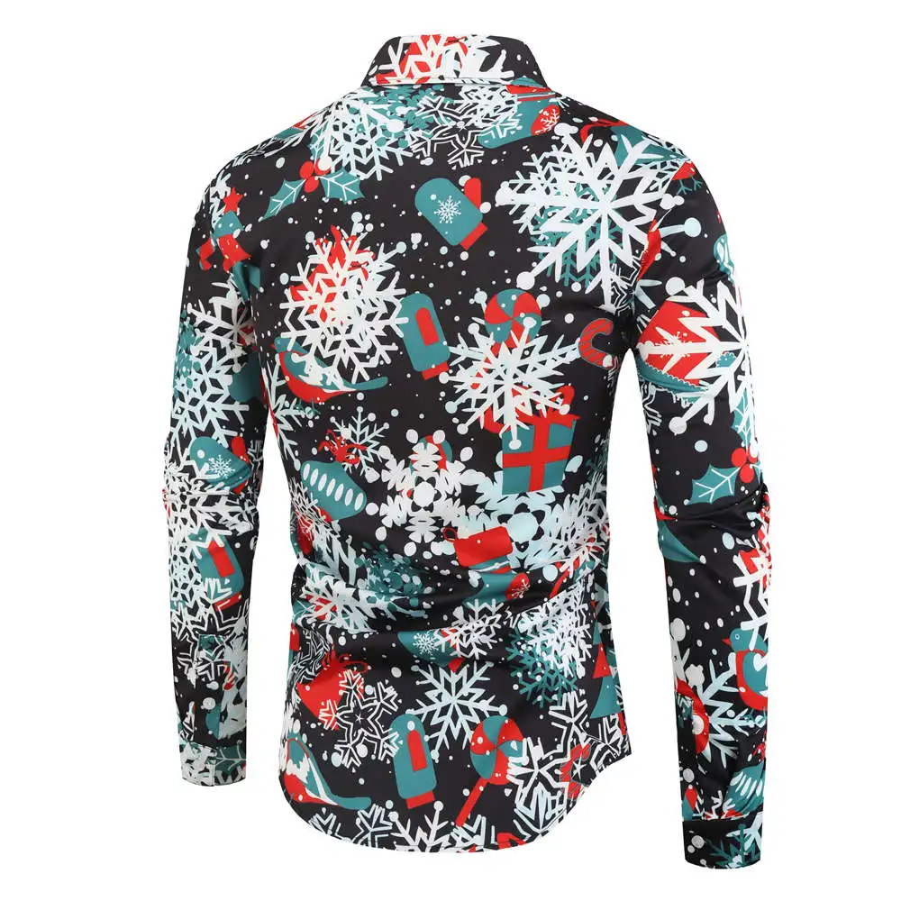 Мужская Рождественская рубашка camisa masculina 2019 мужская повседневная на пуговицах