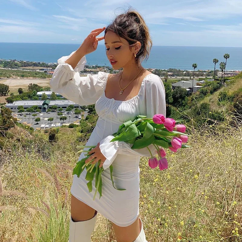 MONMOIRA французское однотонное платье с длинным рукавом женское ретро шикарное