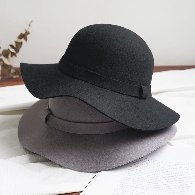 Большой размер 100% шерсть мужская фетровая шляпа Федора для джентльмена с