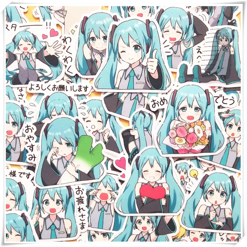 

Милая наклейка-аккаунт Miku, сделай сам, мультяшный персонаж, фотоальбом, украшение, милое выражение