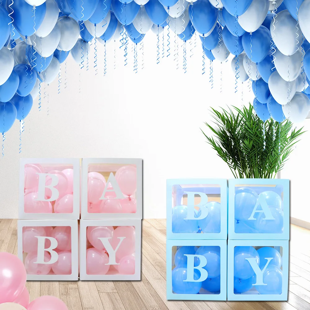 

4pcs/set DIY Transparent Box Balloon BABY LOVE Scatola for Boy Girl Baby Shower Wedding Birthday Party Caja Decoration Gift Box3