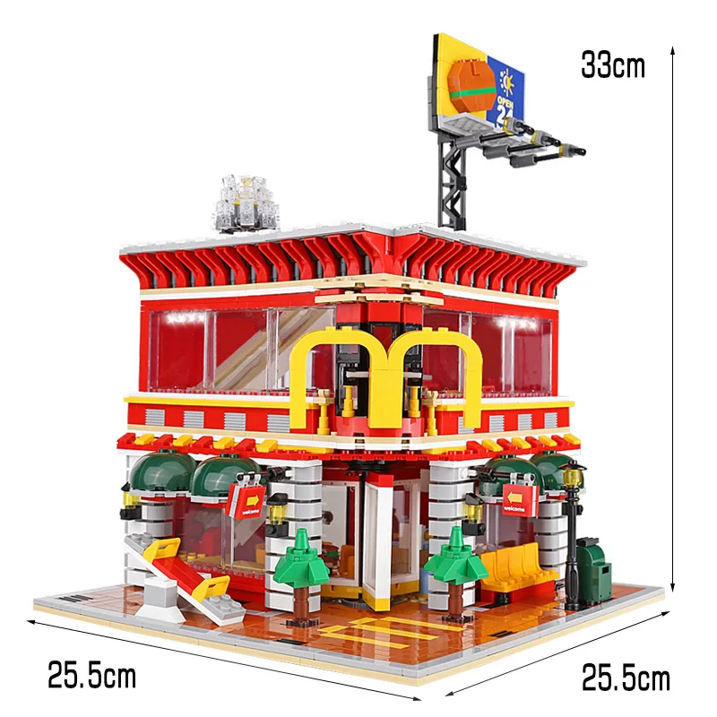 Уличные строительные игрушки Yeshin SD6901 серии MOC 4 в 1 набор ресторанного дома McDonaldss