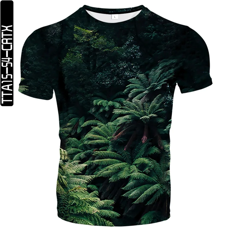 

2021 summer new men's colorful pattern 3D printing T-shirt casual slim short-sleeved men's T-shirt streetwear