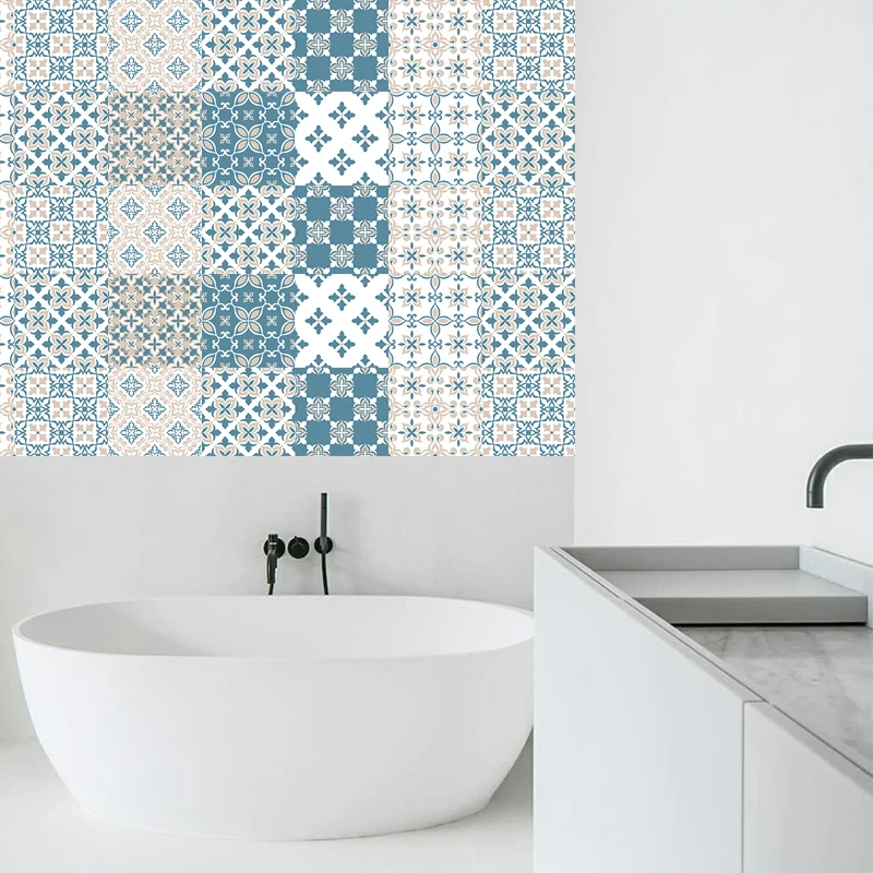 Синяя наклейка для плитки в стиле ретро обои гостиной спальни настенная кухонная