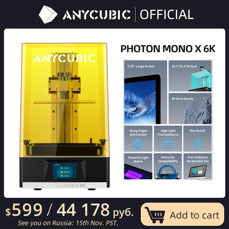 {Россия, предзаказ с 15 ноября PST, отправлено с 15 декабря} 3D принтеры ANYCUBIC Photon Mono X 6K SLA LCD UV Resin - Апрельский топ товаров с Али