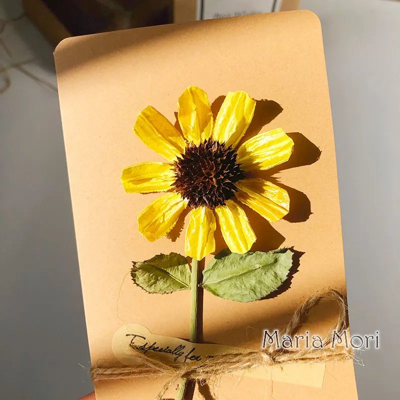 

Card-Sunflower Sunflower Art Dried Flower Birthday Graduation Card Blessing Gift Card