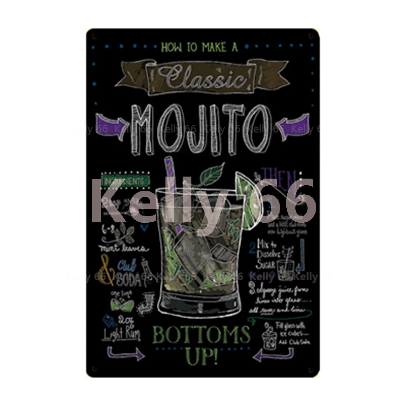 [Kelly66] меловой рисунок коктейль Мимоза Мохито Маргарита пивной Металлический