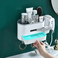 wall hair dryer holder shelf multi functional bathroom makeup organizer storage rack shelves home stuff organizer bathroom