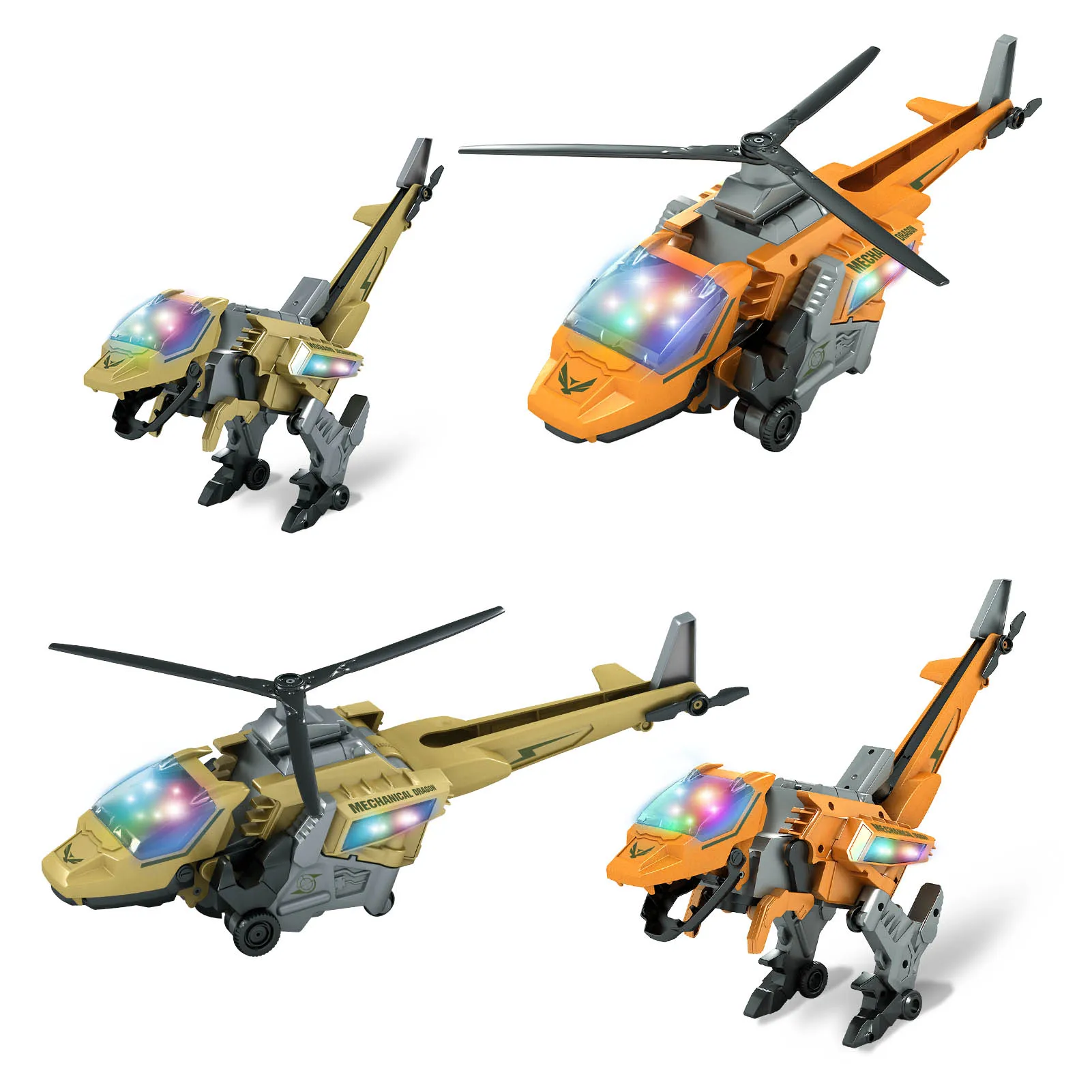 

Novelty Transforming Dinosaur Toys With LED Light Music 2 Modes Dino Toy Educational Toys Develop Kids Imagination Toy Gifts