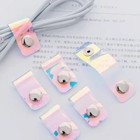 3pcslot pvc transparent data cable fixing tie strap rope protector earphone charging line storage organizer cable winder
