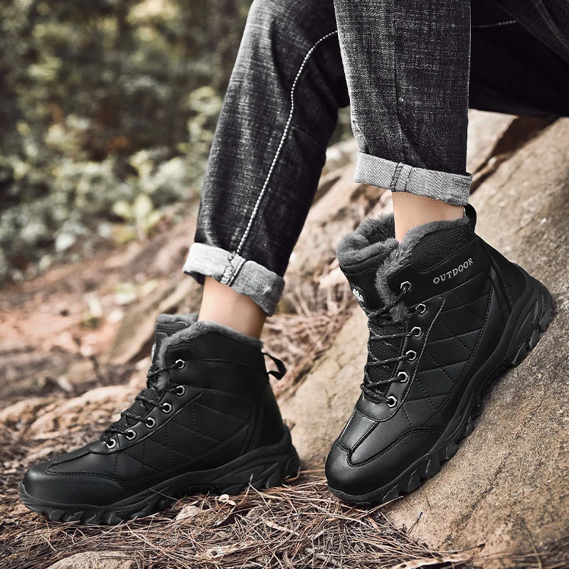 Non-Slip Winter Boots Men Warm Shoes for sneakers men's fur Snow | Обувь