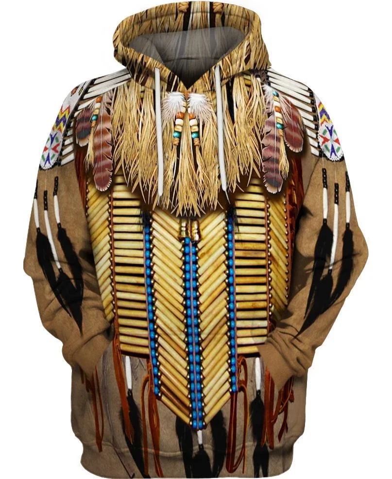 Худи Native Indian Wolf с 3D принтом Мужская модная Толстовка в стиле Харадзюку осенняя