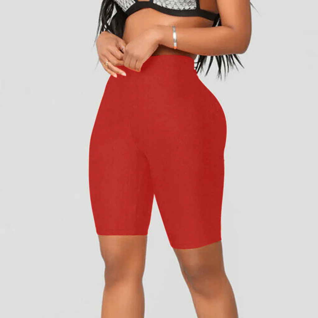 

Solid Yoga Shorts Knee Length Seamless Shorts Hip Lifting Fitness Workout Short Trousers Compression High Waist Sport Shorts A50