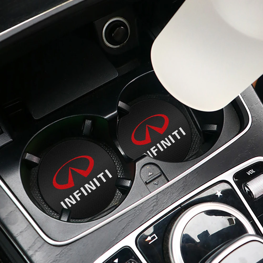 

2Pcs Car Coaster Cup Holder Non-slip Mat Decor For Infiniti FX35 Q50 Q30 ESQ QX50 QX60 QX70 EX JX35 G35 G37 EX3 Car Accessories