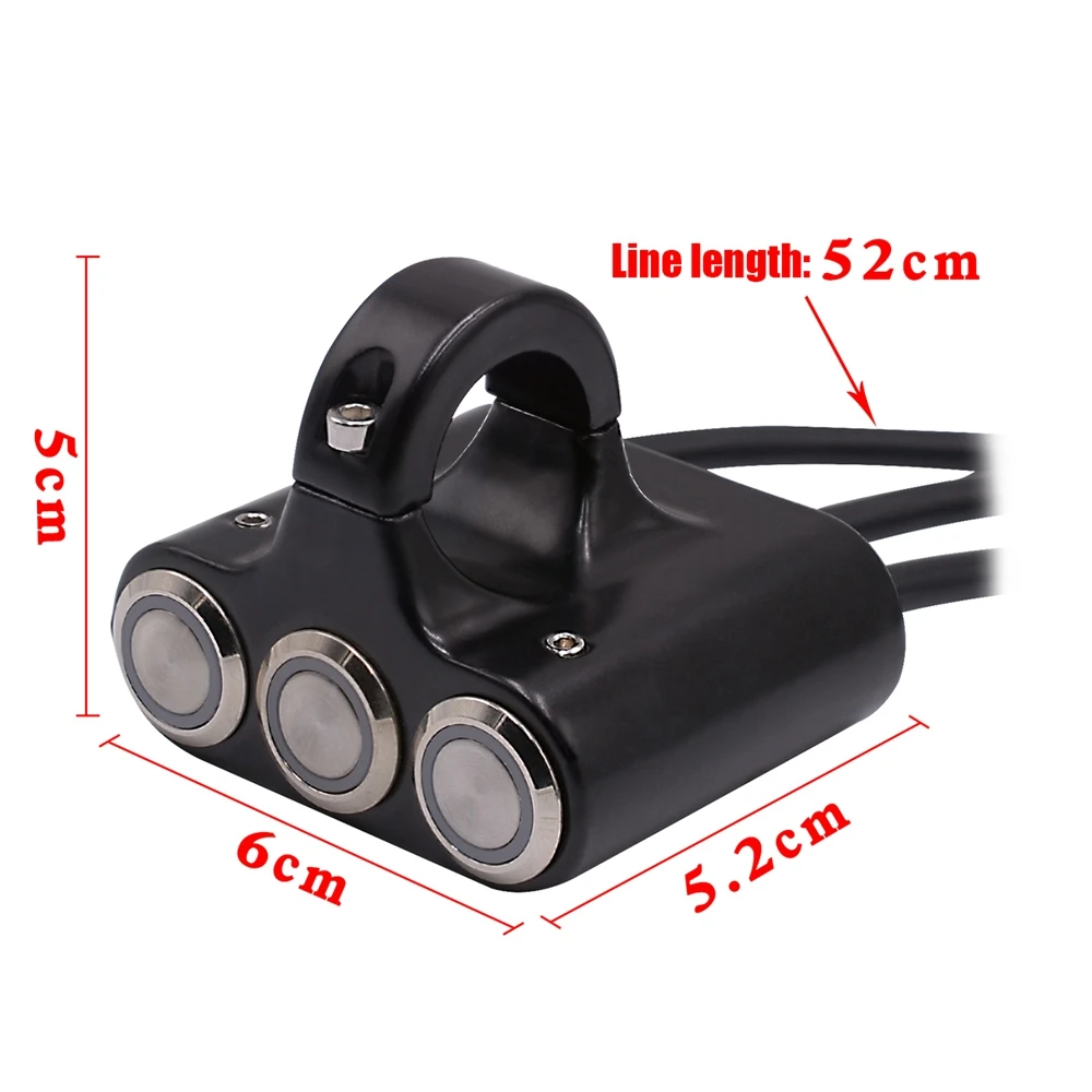 

Handlebar Mount Switches Aluminum Alloy Motorcycle Headlight Hazard Brake Fog Light ON-OFF Button With Indicator Light