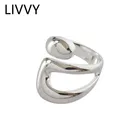 Кольца LIVVY женские гладкие в Корейском стиле, винтажные геометрические ювелирные украшения ручной работы, цвета золото и серебро, свадебные ювелирные изделия