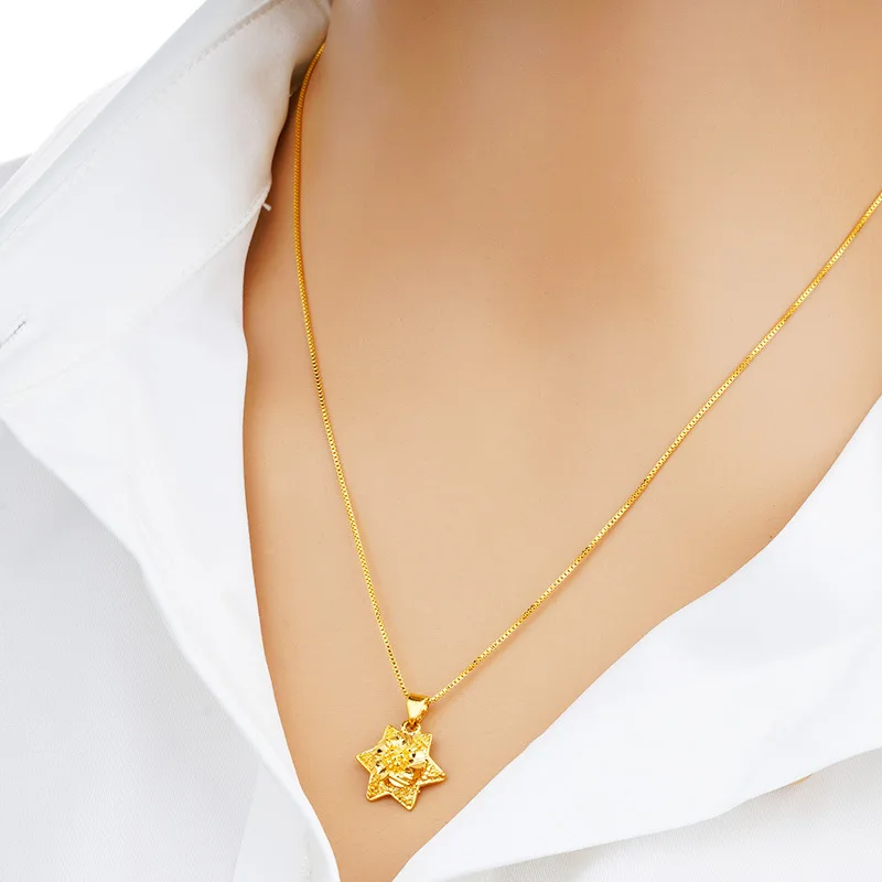 OMHXFC Wholesale European Fashion Woman Girl Party Birthday Wedding Gift Vintage Rose Flower 18KT Real Gold Charm Pendant PN60 | Украшения