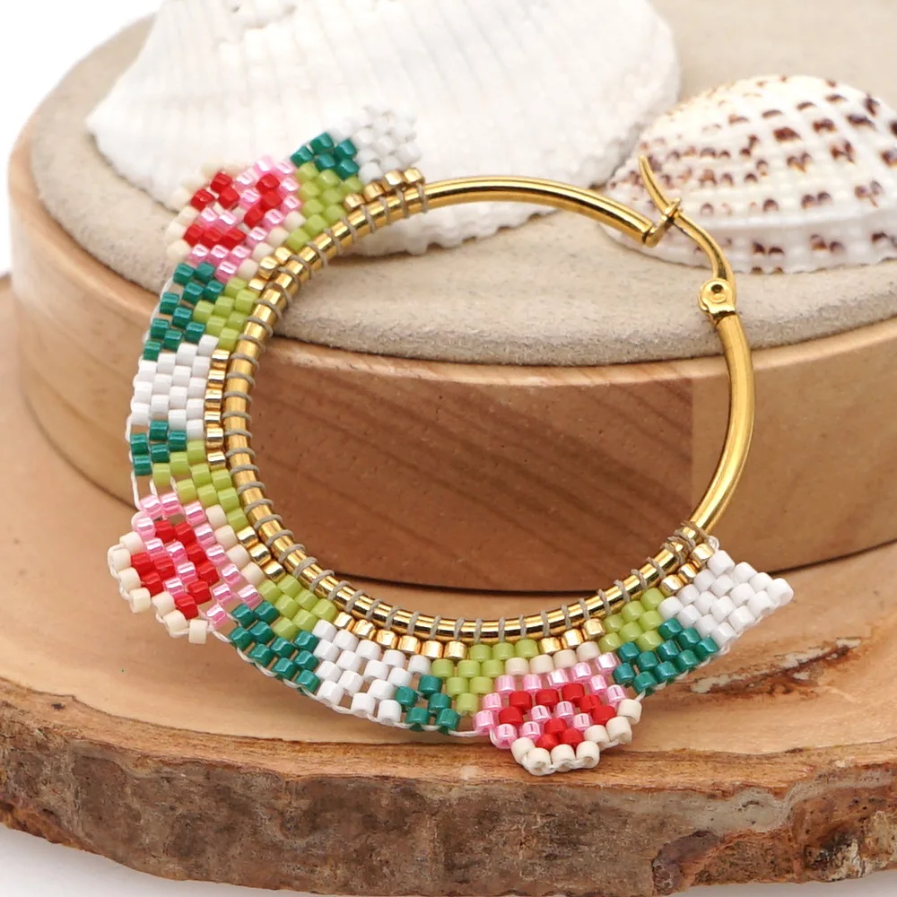 

Go2boho Hoop Earring For Women Jewellery Gold Plated Ear Ring 2021 Trendy Japanese Miyuki Beads Jewelry Colorful Boho Earrings