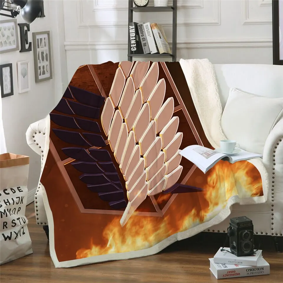 

Cartoon Attack on Titan 3d Printed Fleece Blanket for Beds Thick Quilt Fashion Bedspread Sherpa Throw Blanket Adults Kids 04