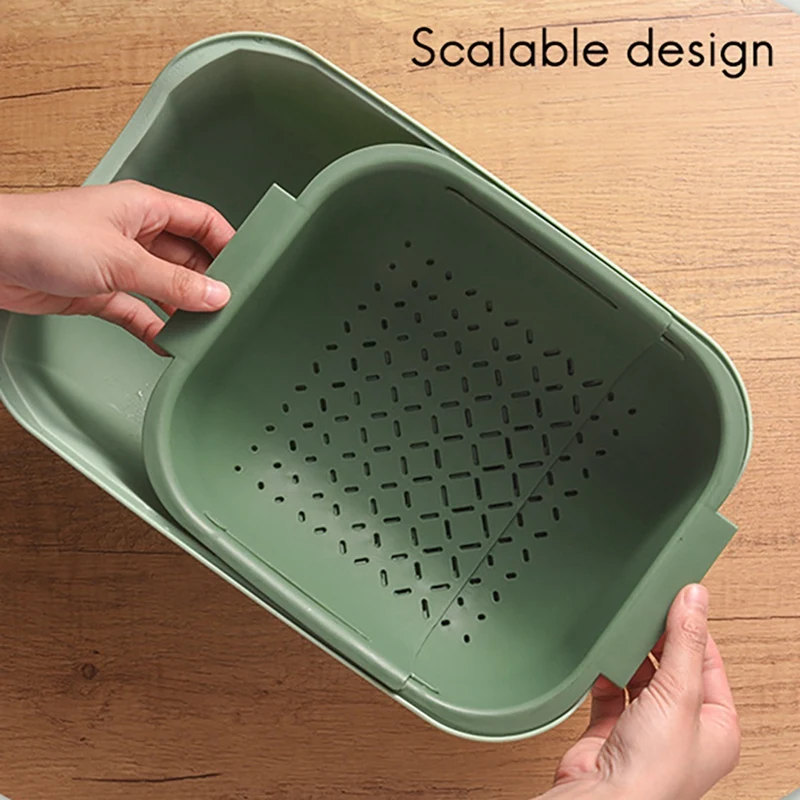 

Double-Layer Drain Basket Collapsible Over the Sink Colander Dish Fruit Vegetable Strainer Drainer Basket for Kitchen