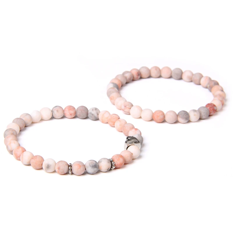 Женский розовый камень браслеты из яшмы Зебра 6 мм матовые бусы камня мужские