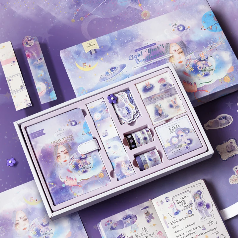 

Traveler Notebook Portable Travel Diary Hand Ledger Sticker Note Paper Stationery Gift Box Small Fresh Diary Fairy Tale Style