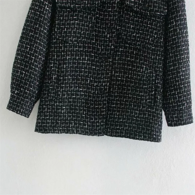 

ZXQJ Women 2020 Fashion Oversized Frayed Tweed Jacket Coat Vintage Long Sleeve Pockets Female Outerwear Chic Top