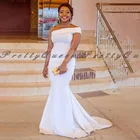 Женское вечернее платье, белое платье невесты с открытым плечом и шлейфом, 2021