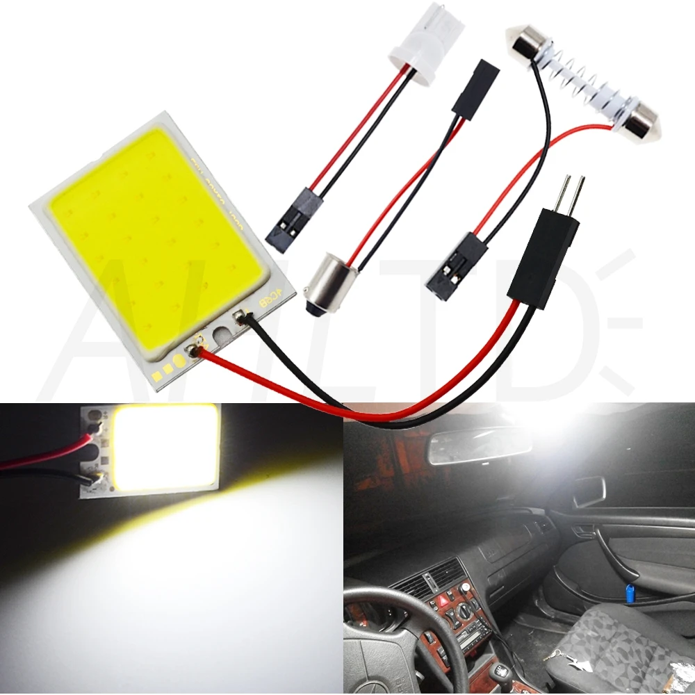 Автомобильные светодиодные лампы T10 C5W Cob 24 36 48SMD белого цвета для чтения, Автомобильные светодиодные лампы для парковки, автомобильные лампы для внутренней панели, светильник с фестоном, яркий светильник для номерного знака
